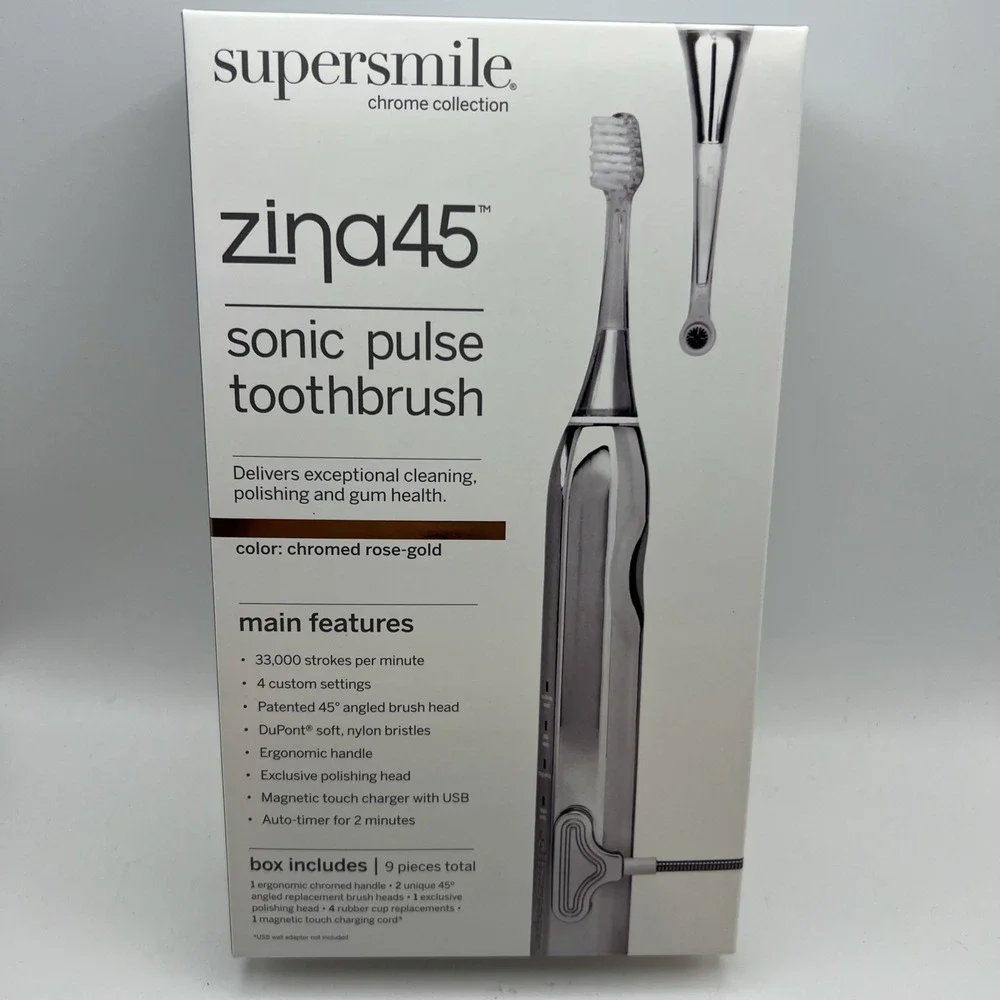 Supersmile Zina45 Sonic Pulse Elec. Toothbrush Chromed Rose Gold Collection NEW